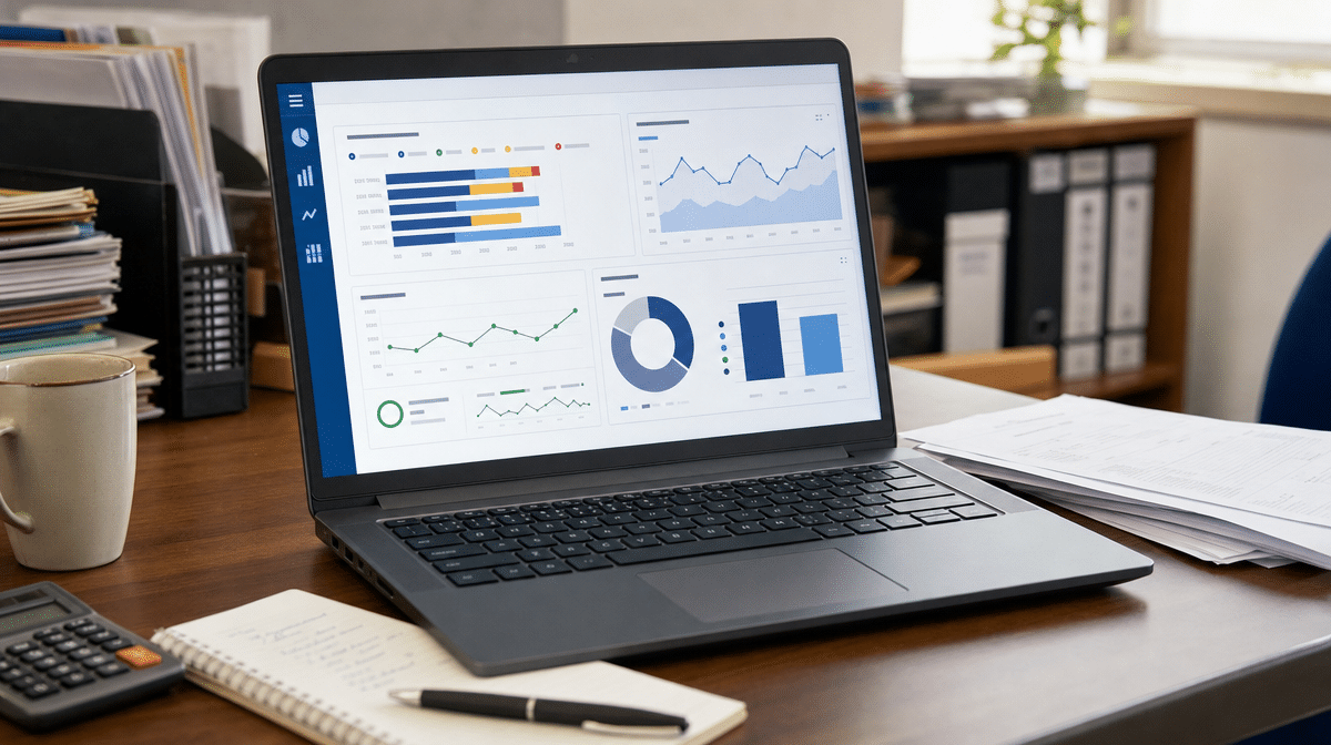 Working capital dashboard showing receivables, inventory, cash, and debt-to-equity trends