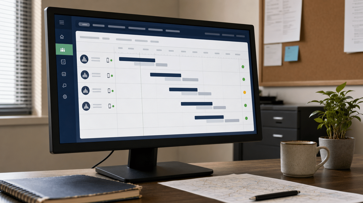 Flexible training schedule dashboard for employees working across multiple locations.