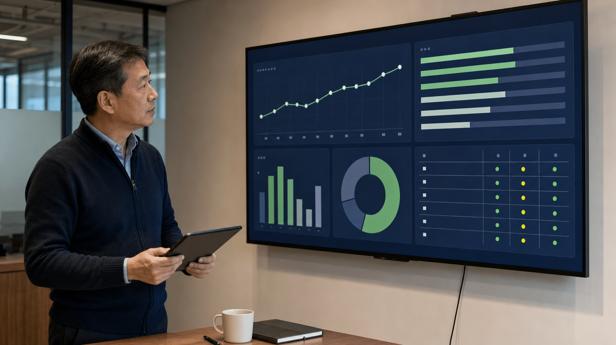 Operations leader reviews employee training completion and proficiency trends.