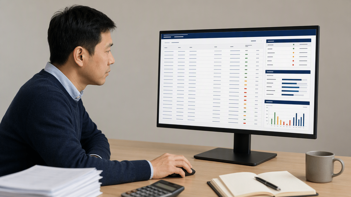 Accountant reviewing cash disbursement approvals and reconciliation exceptions