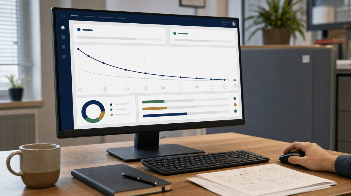Dashboard showing diminishing gains across process improvement cycles