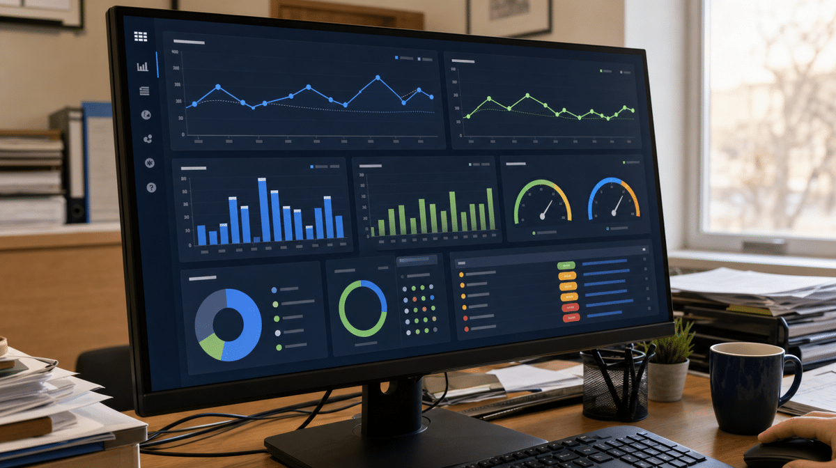 Quality performance dashboard tracking ISO 9001 process results and corrective actions