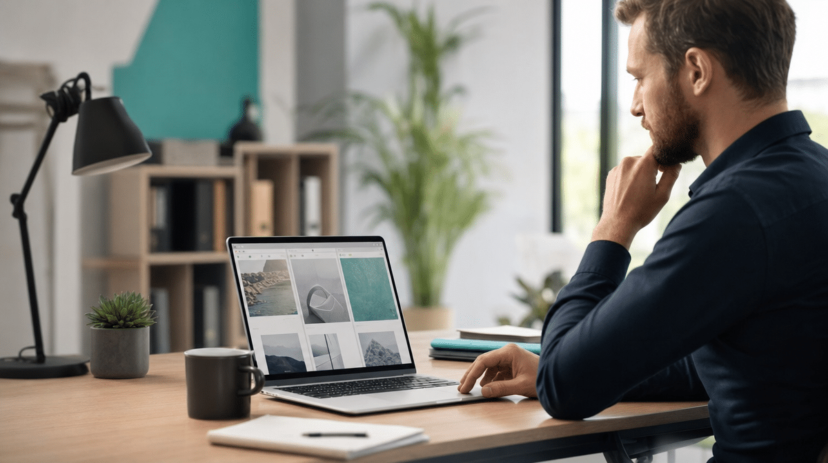 Professional researching on a laptop with several browser panels open