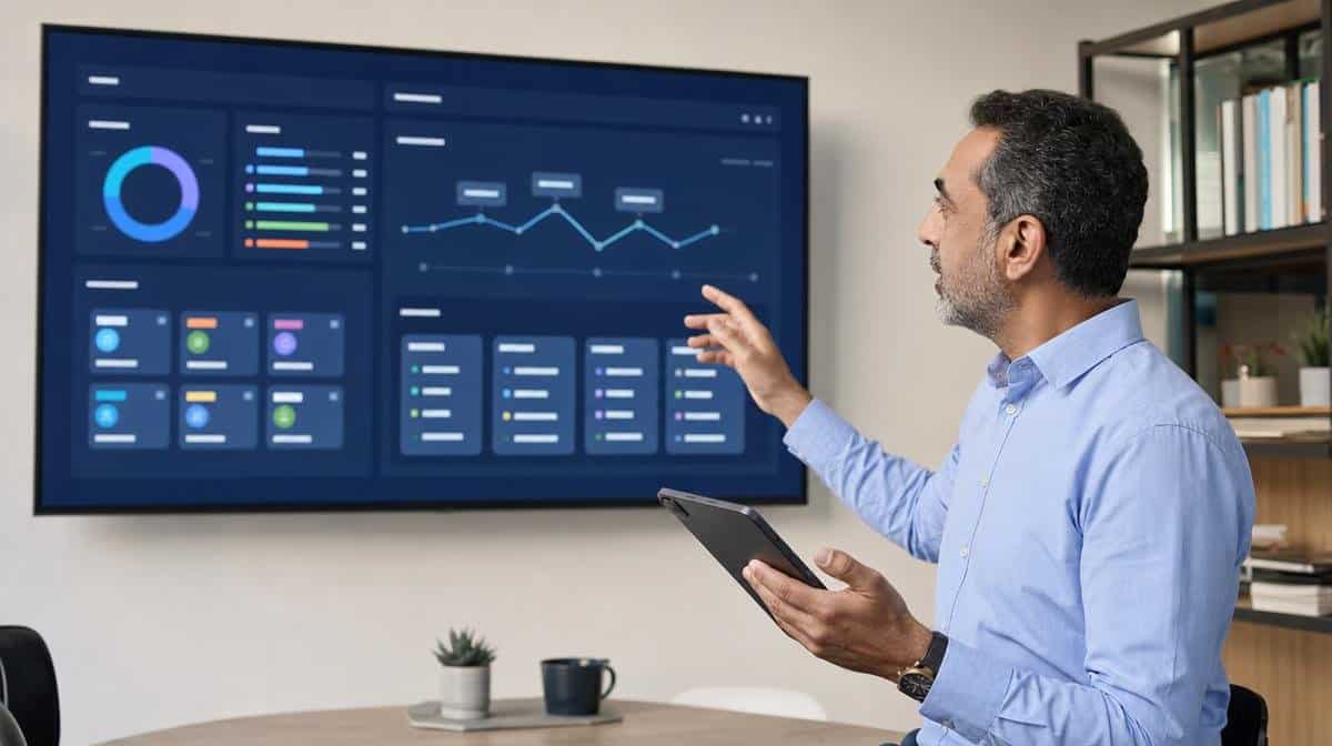 Employee reviewing training progress and skill development courses