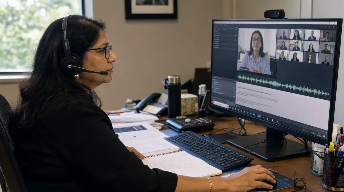 Remote language interpreter supporting multilingual attendees during a virtual business event