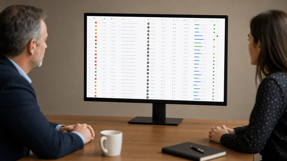 Audit findings tracker showing corrective action owners, due dates, and verification status