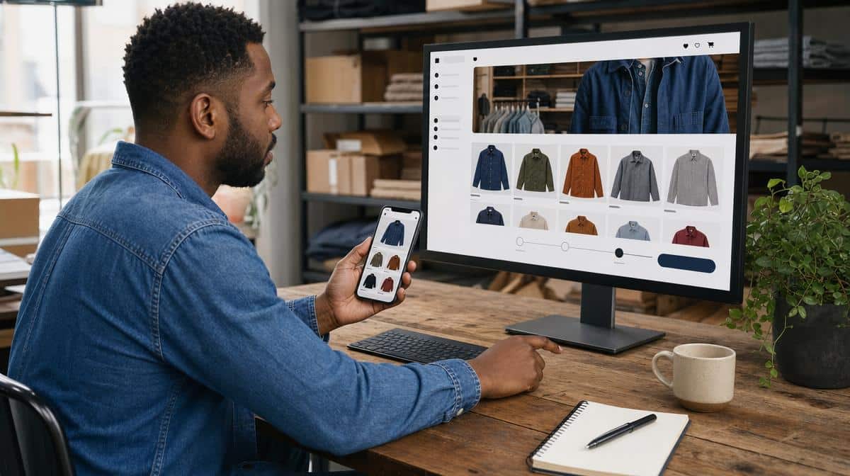 Responsive ecommerce store displayed on monitor and smartphone screens