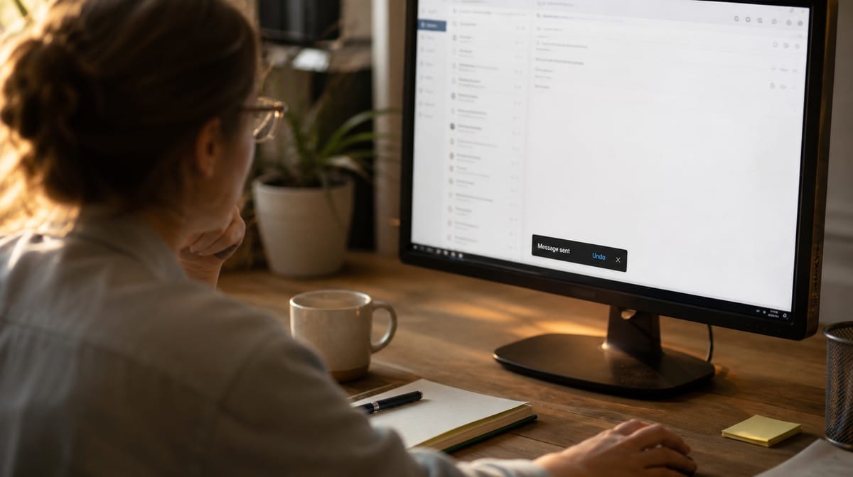 Office manager cleaning up outdated email and contact records