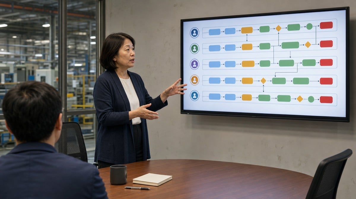 ISO steering committee reviews cross-functional quality ownership and process flow