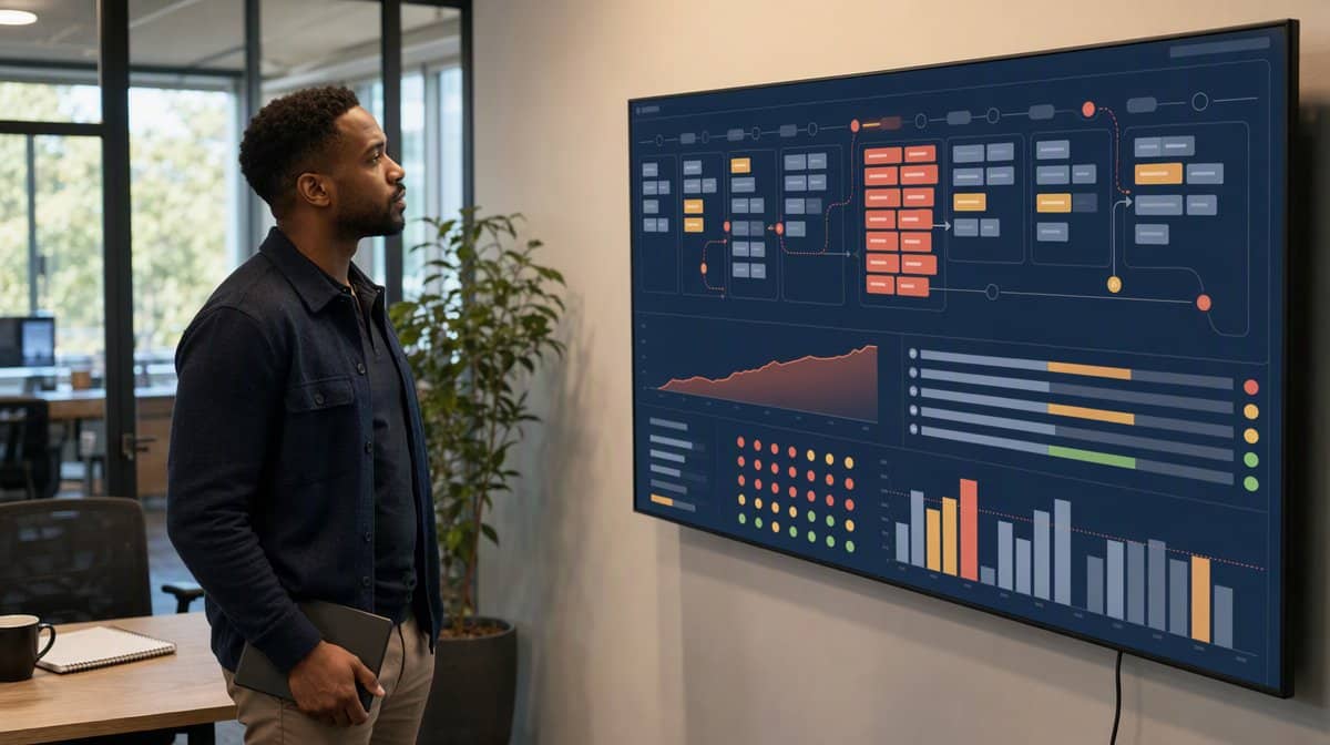 Operations manager reviewing overloaded work queues and missed handoffs