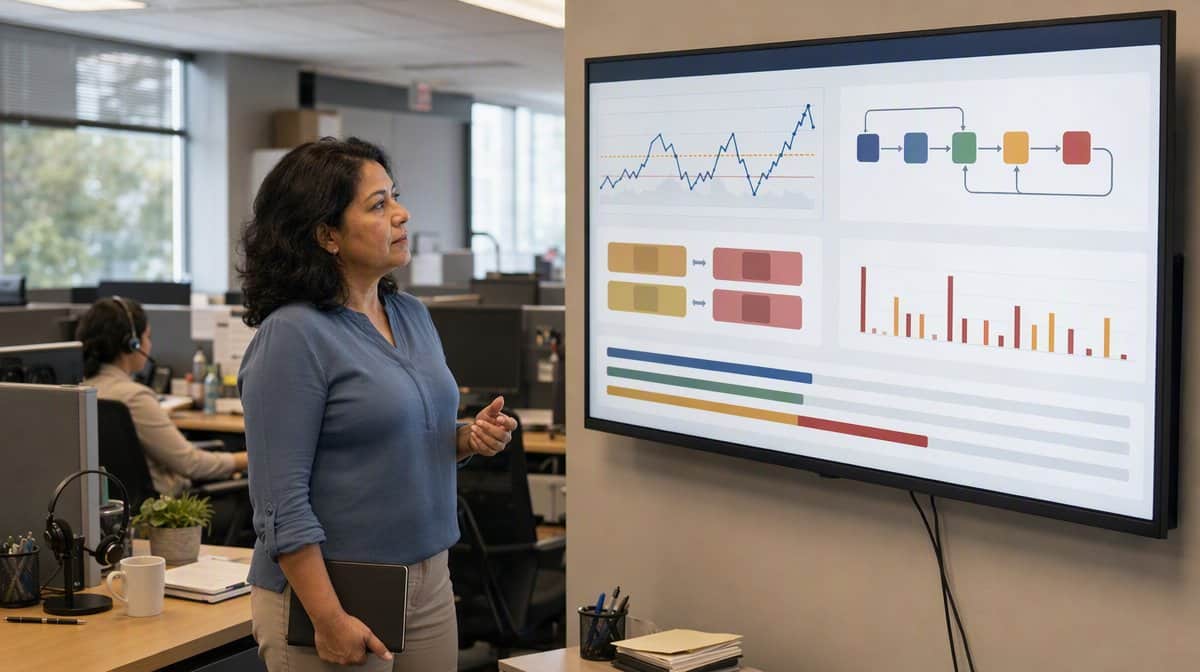 Service improvement leader reviewing wait times handoffs and error trends