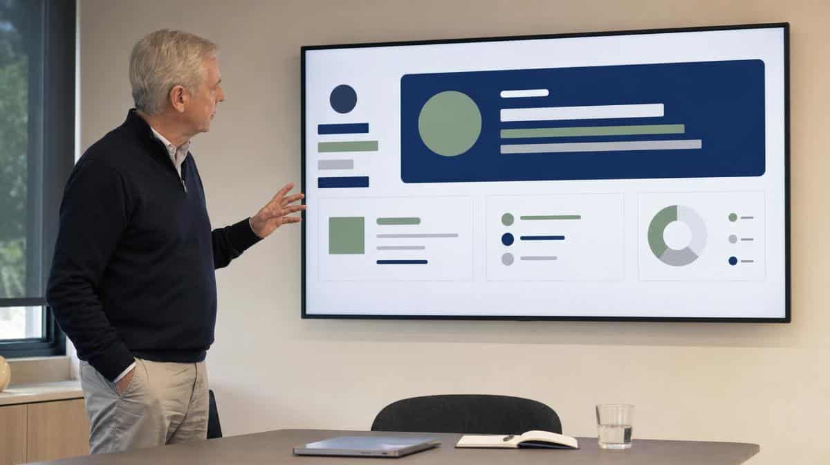 Marketing lead presents a landing page value proposition and proof
