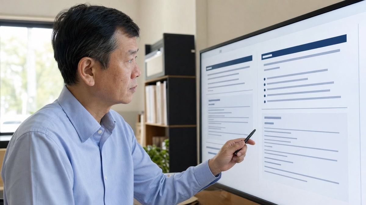 Editor reviewing a well-organized procedure with clear white space