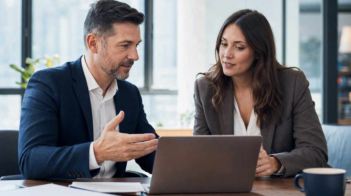 Hiring manager and recruiter comparing two candidate profiles together