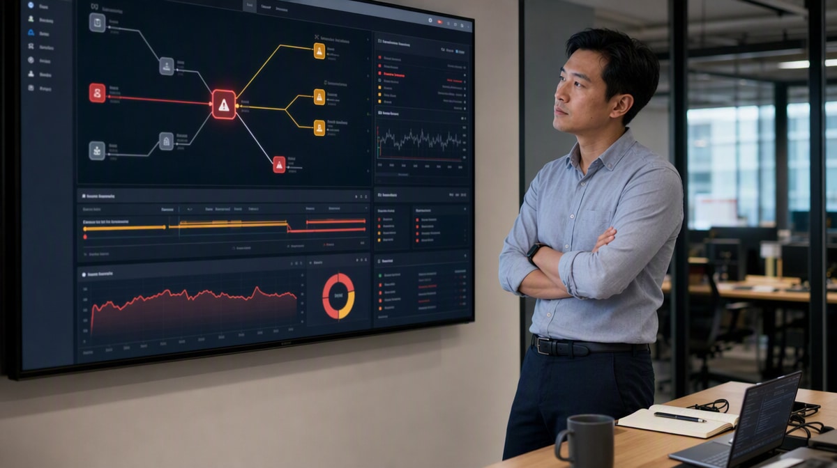 Manager reviewing how a local process problem affects connected operations