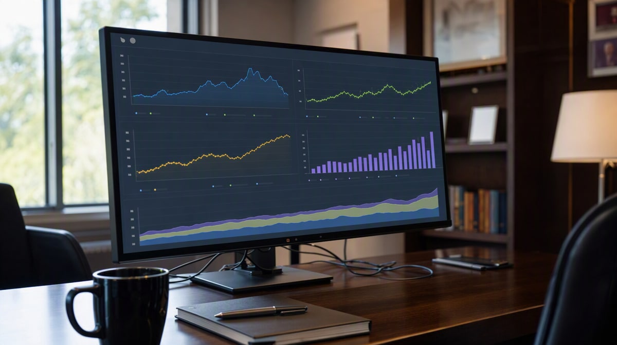 Long-term process improvement dashboard tracking outcomes across several quarters