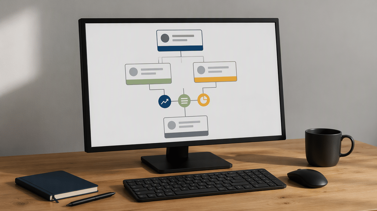Decision workflow dashboard showing options, impacts, and approval steps