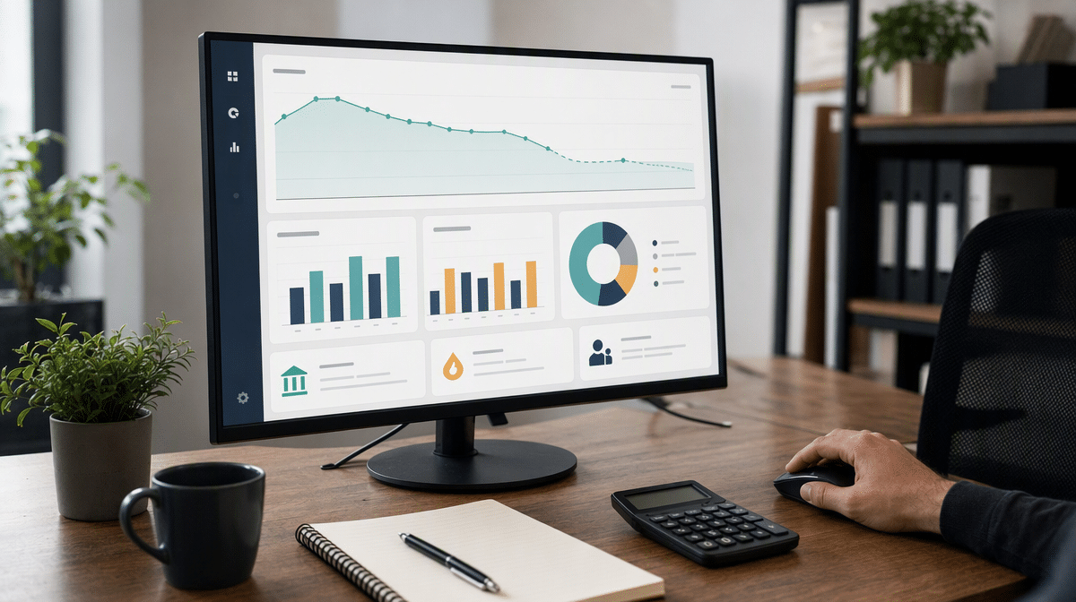 Startup finance dashboard showing cash balance, revenue, and expenses