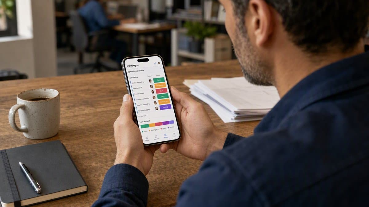 monday.com workflow interface used by an operations team
