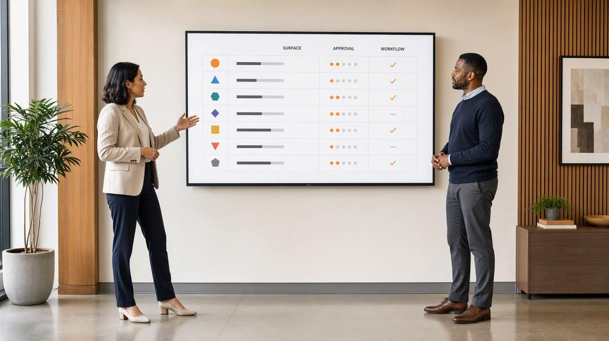 Operations leaders comparing Viktor alternatives on a meeting room display