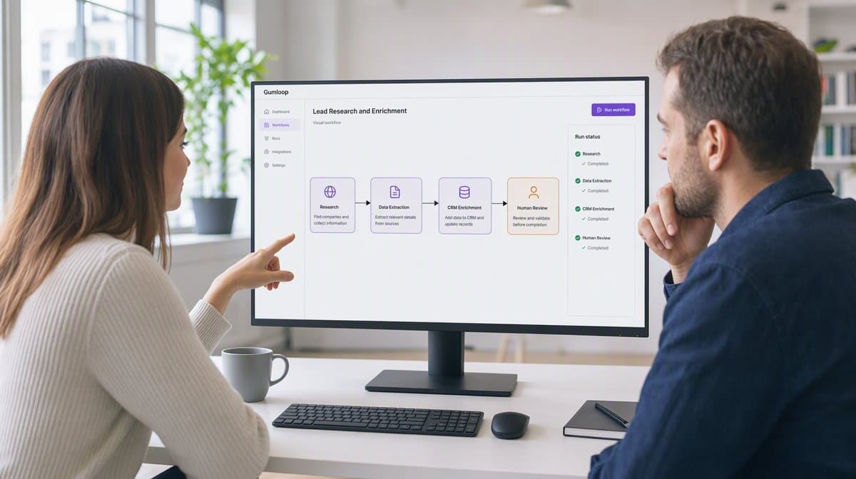 Gumloop AI agent interface reviewed by an operations team