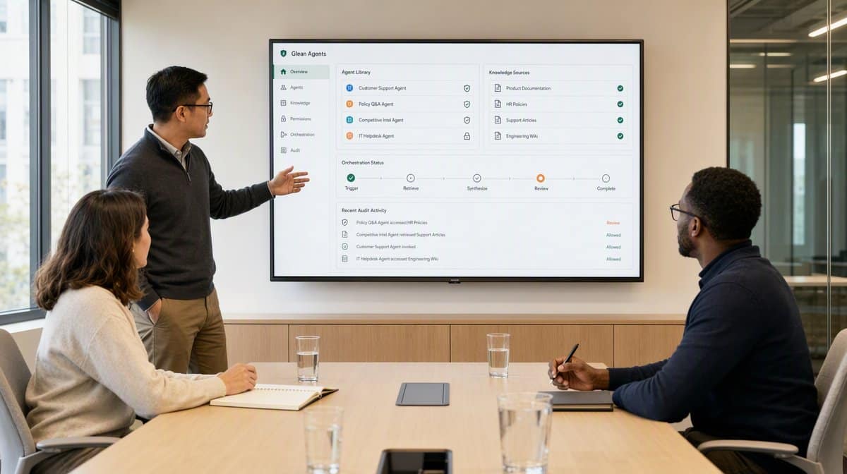 Glean Agents AI agent interface reviewed by an operations team