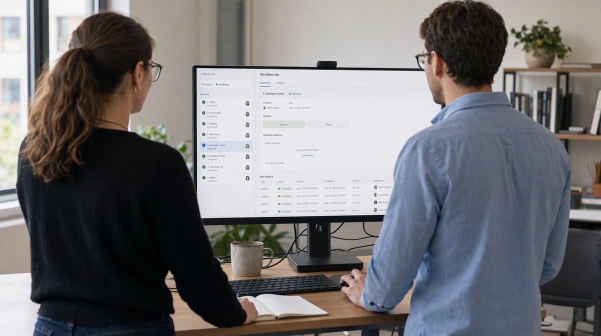 Process Street work management interface in a realistic workplace