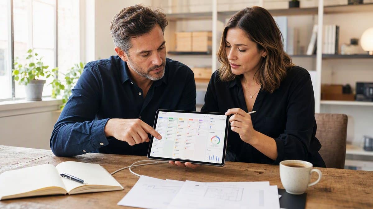 monday.com work management interface in a realistic workplace
