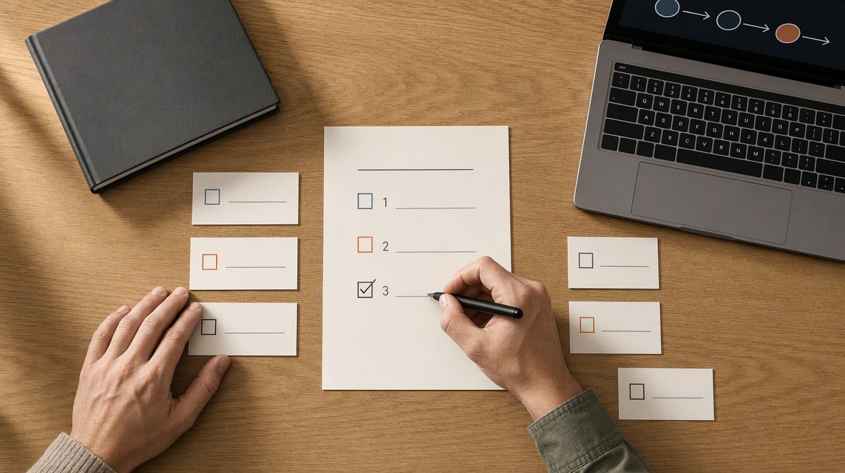 Operations team comparing a Stack AI replacement pilot scorecard and procedure checklist