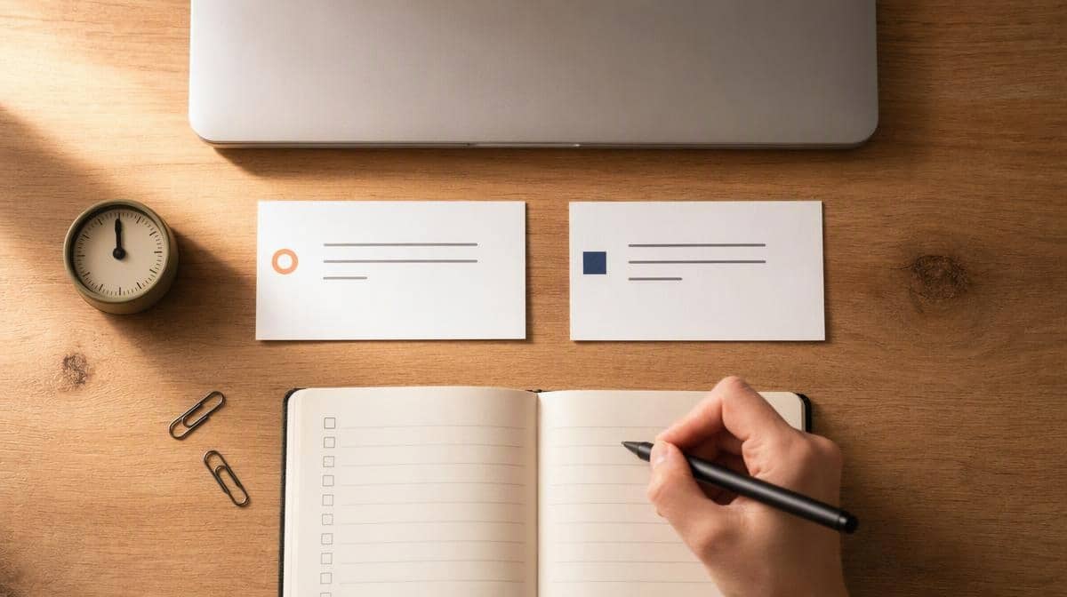 Two subject line options arranged for an email A/B test beside a checklist